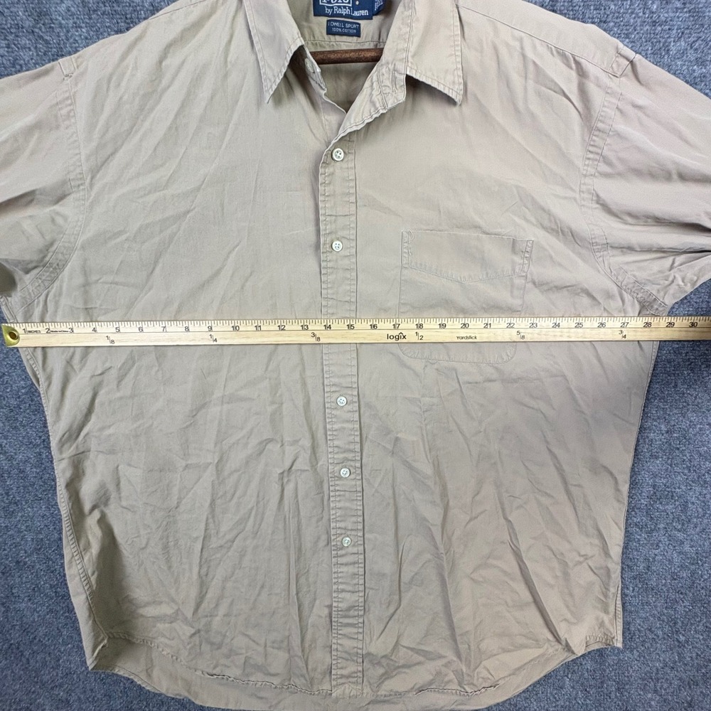 Polo Ralph Lauren Button Down Mens XL Tan Lowell Sport Cotton Khaki Shirt - Picture 4 of 7